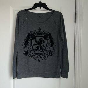 Rock & Republic Graphic Stud & Glitter Long Sleeve Sweatshirt.